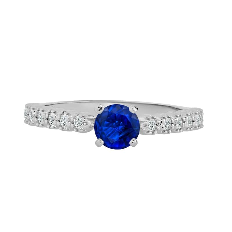 Auriya 2/5ct Blue Sapphire and 1/5ctw Round Diamond Engagement Ring 14K Gold