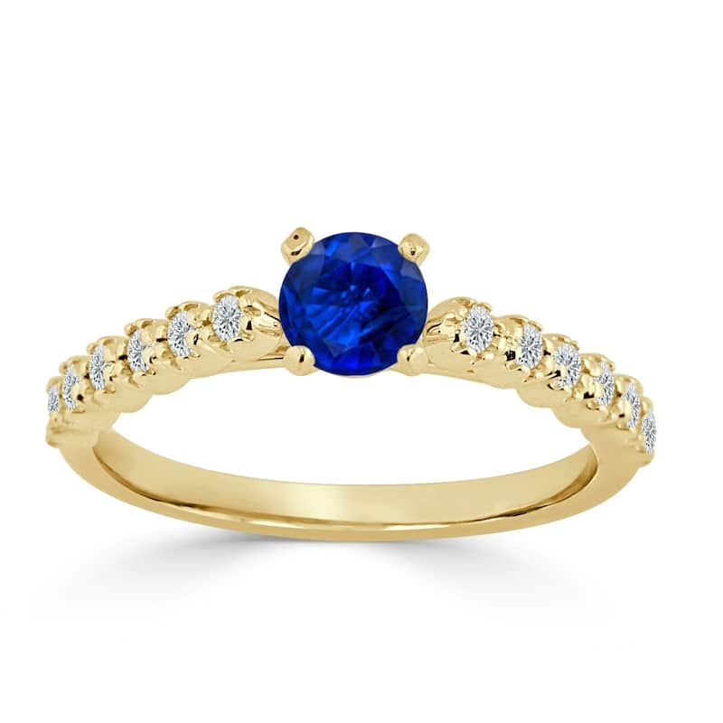 Auriya 2/5ct Blue Sapphire and 1/5ctw Round Diamond Engagement Ring 14K Gold