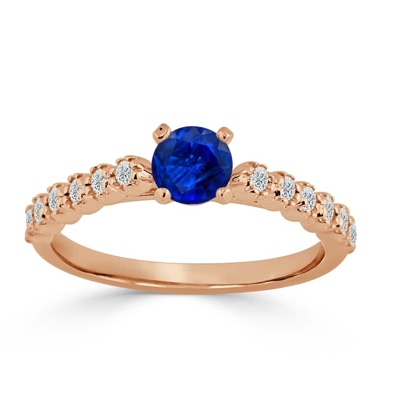 Auriya 2/5ct Blue Sapphire and 1/5ctw Round Diamond Engagement Ring 14K Gold