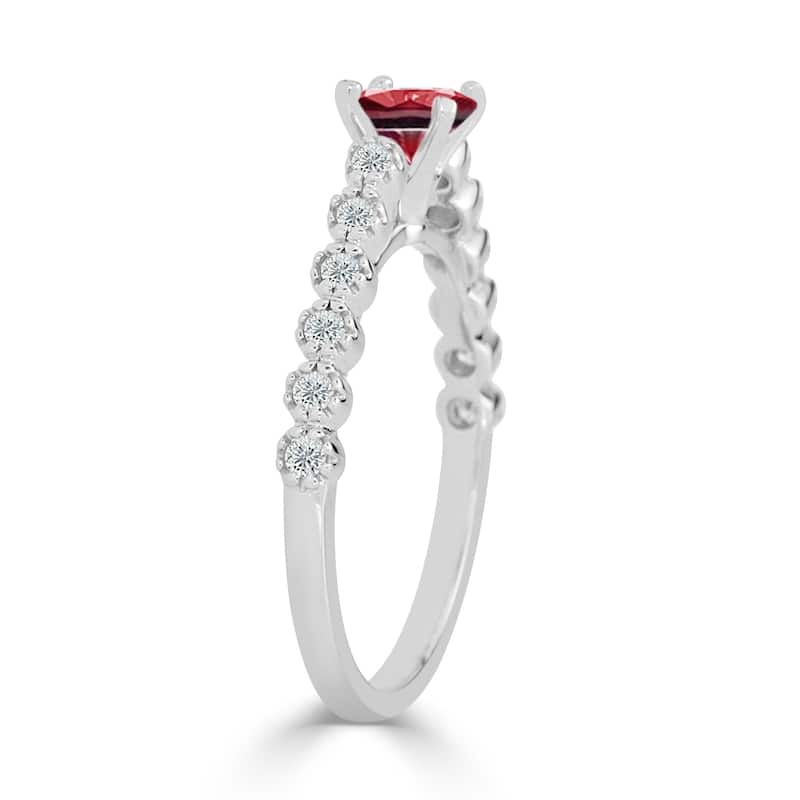 Auriya 2/5ct Ruby and 1/5ct Round Diamond Engagement Ring 14K Gold