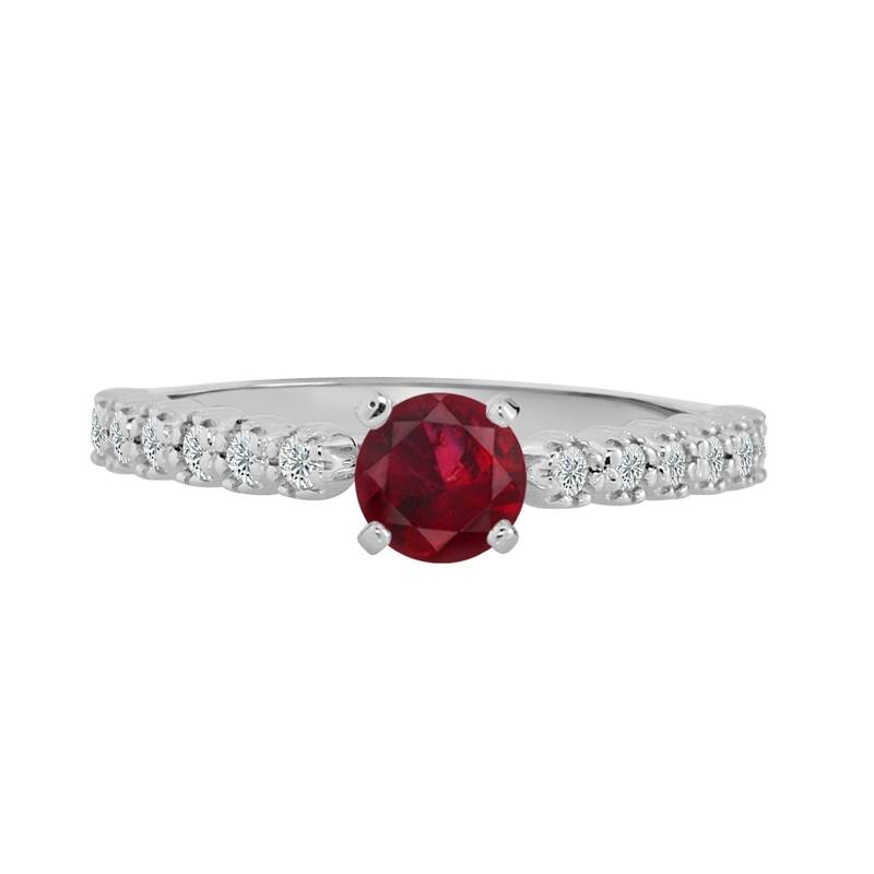 Auriya 2/5ct Ruby and 1/5ct Round Diamond Engagement Ring 14K Gold