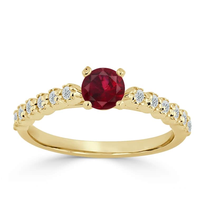 Auriya 2/5ct Ruby and 1/5ct Round Diamond Engagement Ring 14K Gold