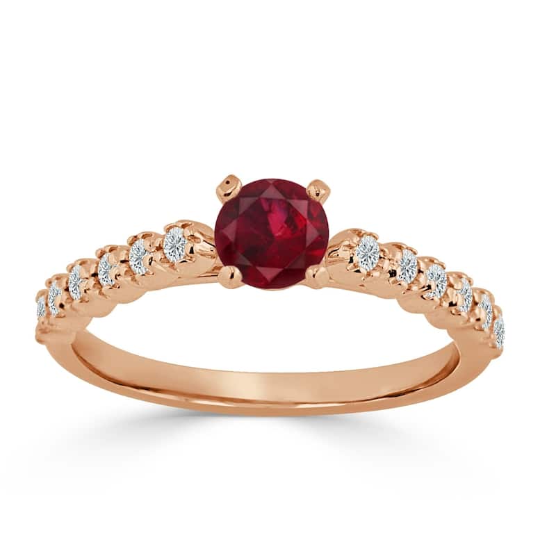 Auriya 2/5ct Ruby and 1/5ct Round Diamond Engagement Ring 14K Gold