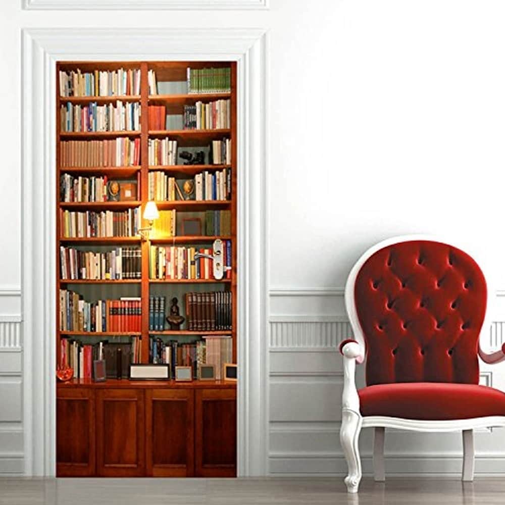 Shop 3d Bookcase Door Wall Mural Wallpaper Stickers Removable