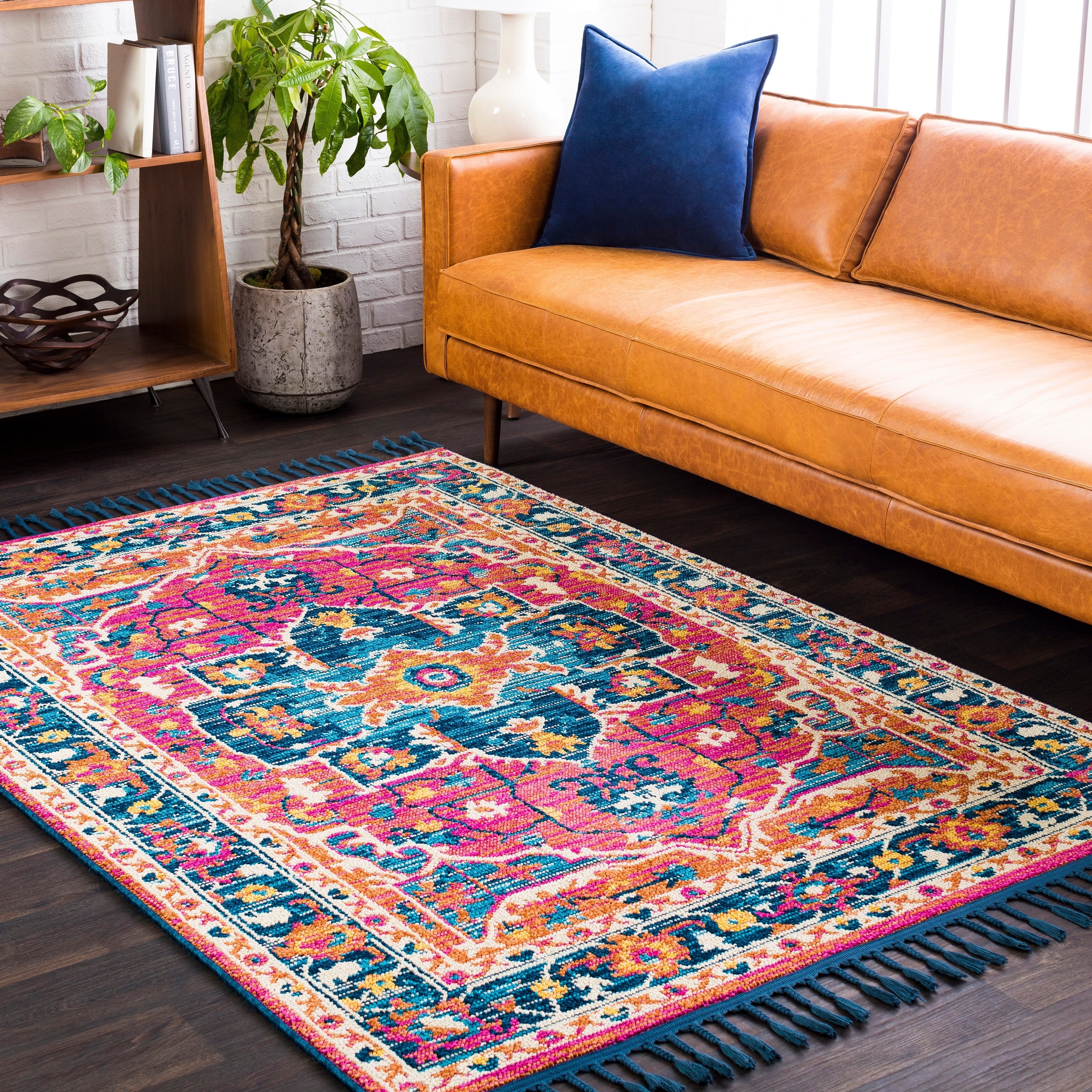 Boho Medallion Tel Blue Orange Area Rug 2 X 3 Boho Medallion Tel Blue Orange