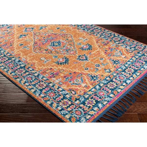 Shop Boho Orange Cream Medallion Tassel Area Rug 5 X 7 3 5 X 7 3 Overstock 17951368