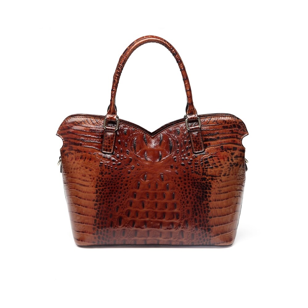 embossed leather tote m