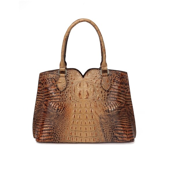 embossed leather tote m