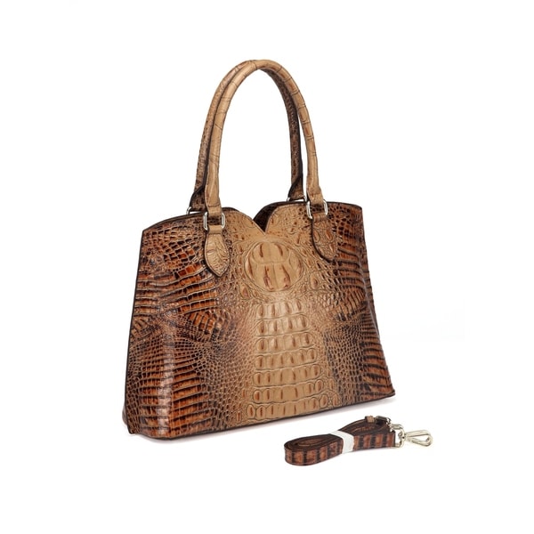 embossed leather tote m