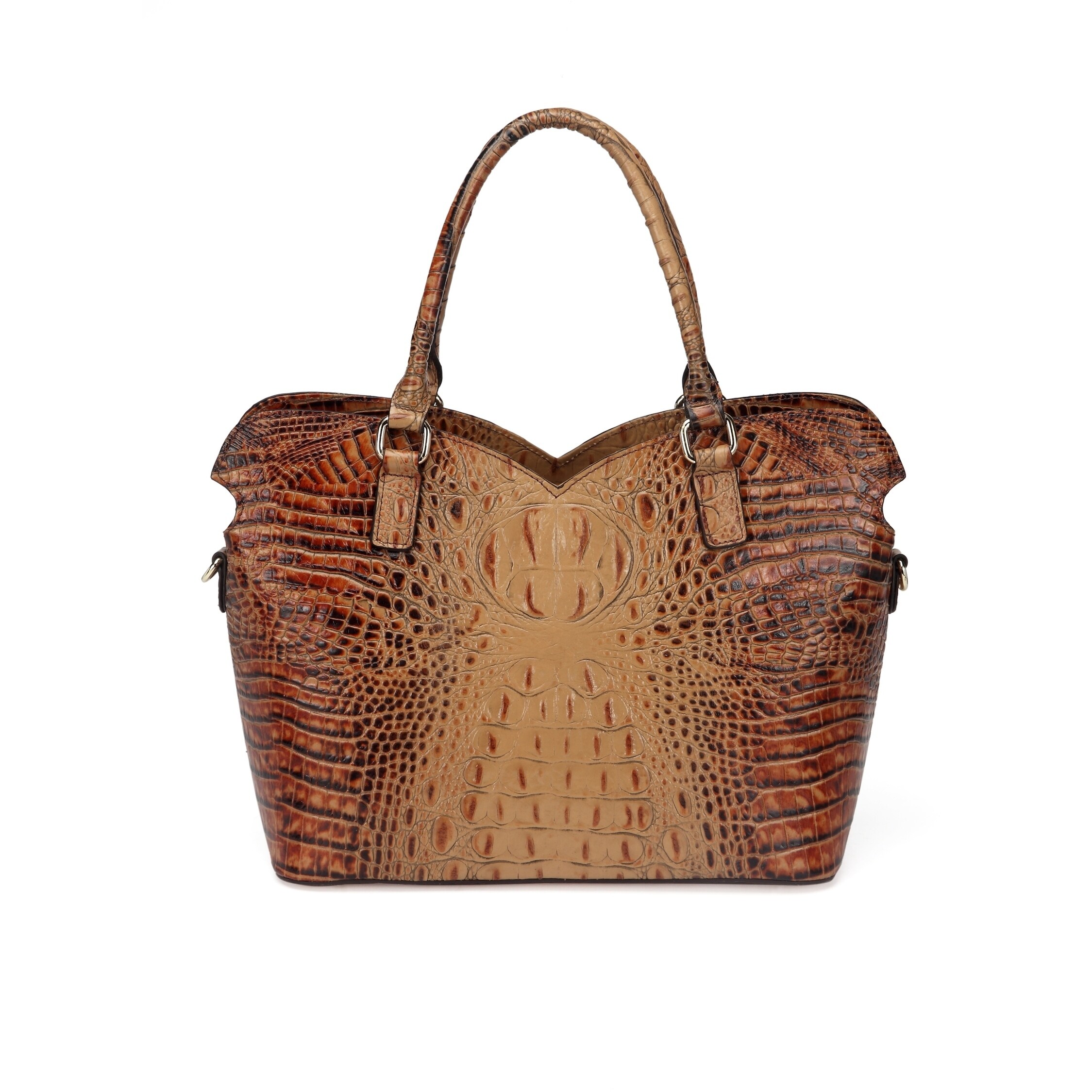 embossed leather tote m