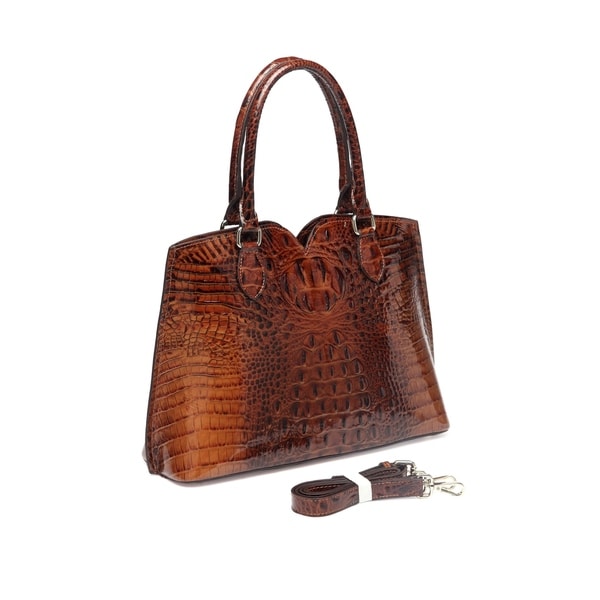 embossed leather tote m