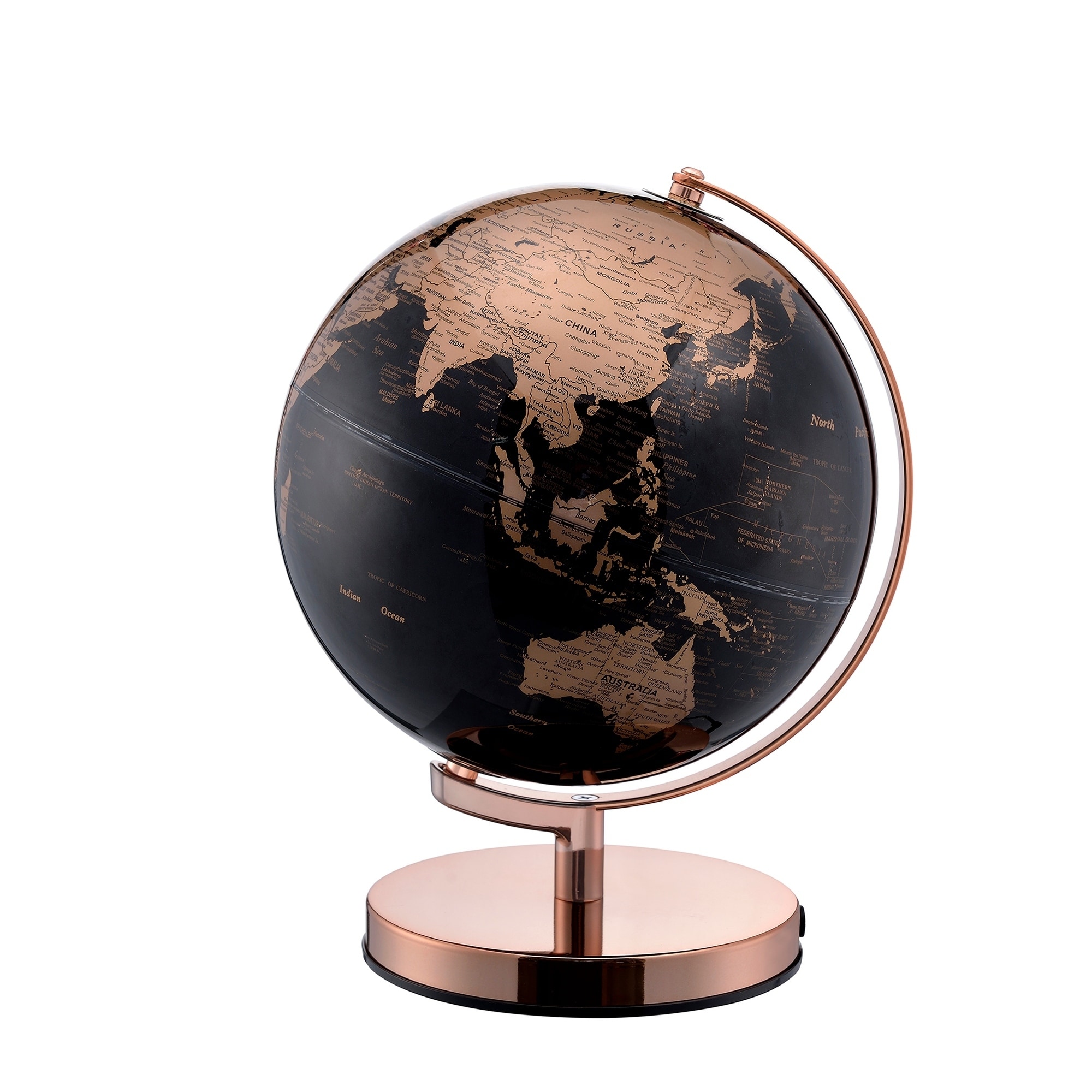 Shop Black And Gold Decorative Globe On Rose Gold Metal Frame 12 5 Inch On Sale Overstock