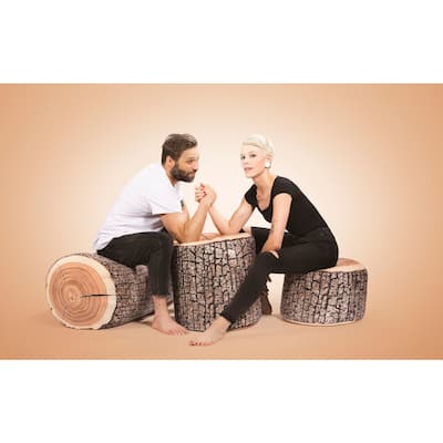 Wood Design Bean Bag Pouf