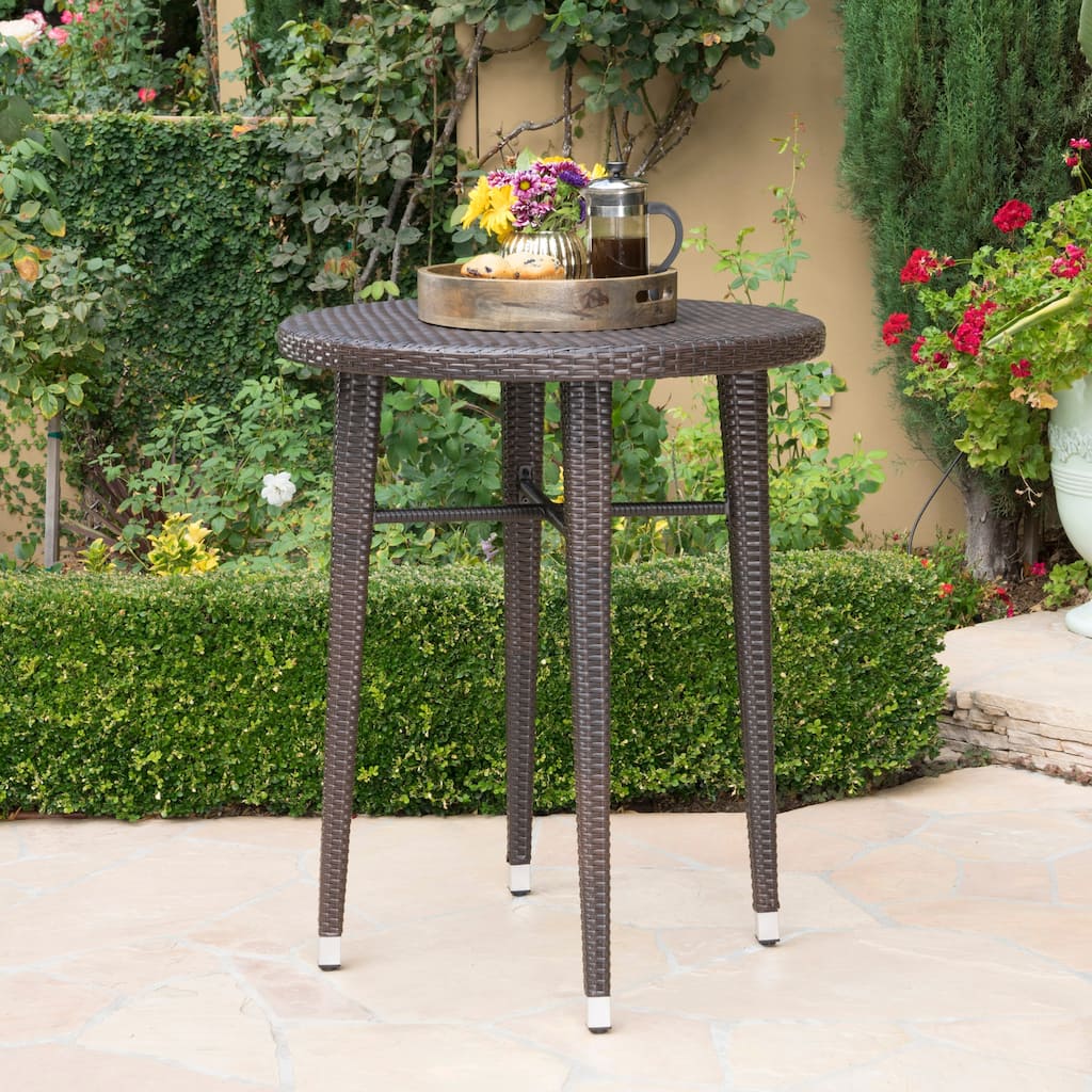 Dominica Outdoor 32-inch Round Wicker Bar Table by Christopher Knight Home