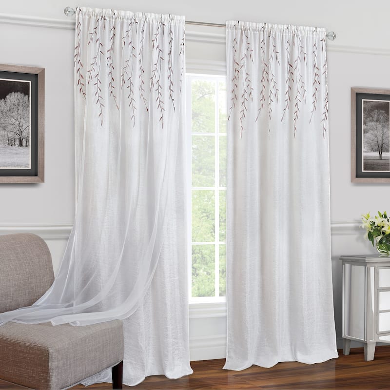 Achim Willow Rod Pocket Window Curtain Panel - White - 42 x 84 - 84 Inches