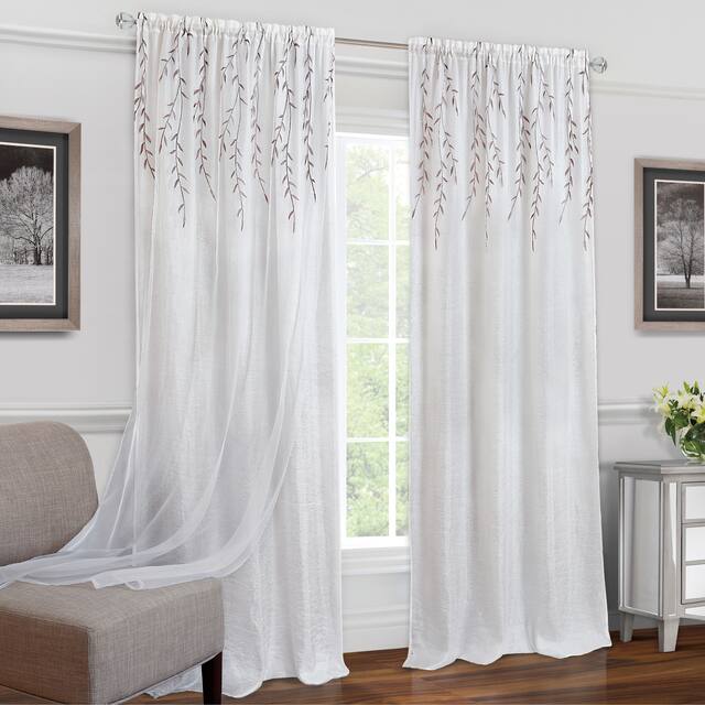 Achim Willow Rod Pocket Window Curtain Panel - White - 63 Inches - 42 x 63