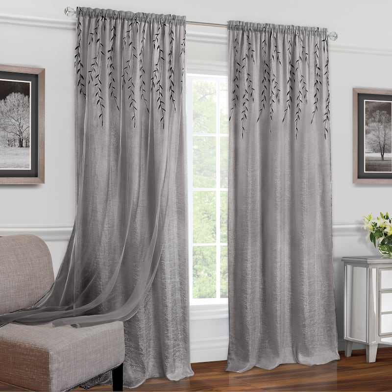 Achim Willow Rod Pocket Window Curtain Panel - Grey - 84 Inches - 42 x 84