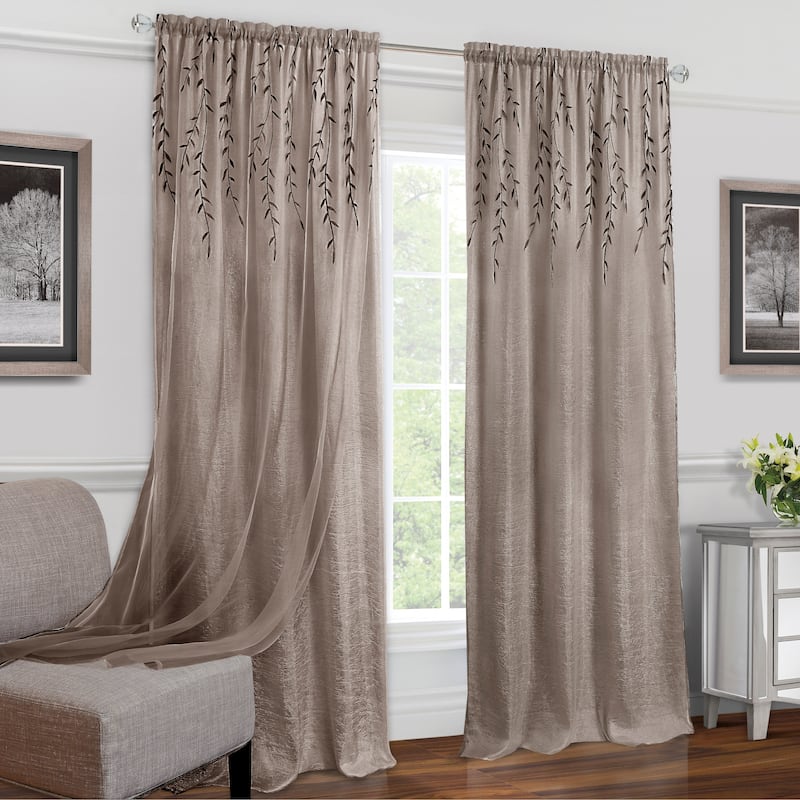Achim Willow Rod Pocket Window Curtain Panel - Taupe - 42 x 63 - 63 Inches