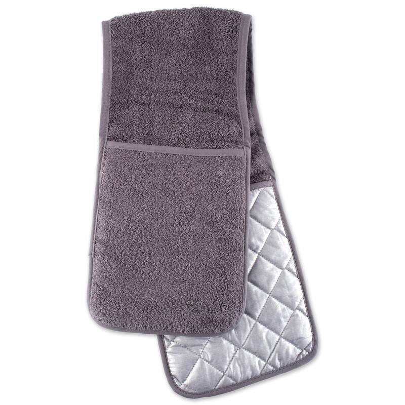 Terry Cotton Oven Mitt - Gray - Double Mitt