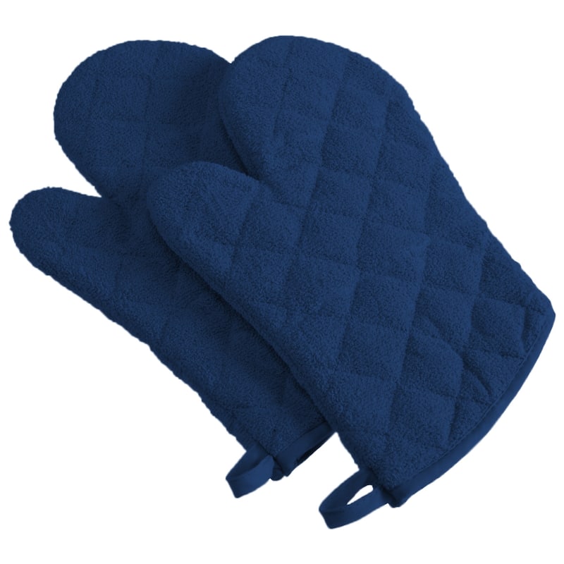 Terry Cotton Oven Mitt - Nautical Blue - Ovenmitt