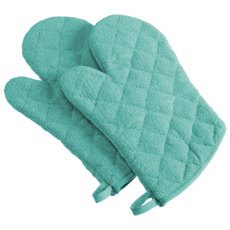 Terry Cotton Oven Mitt - Aqua - Ovenmitt