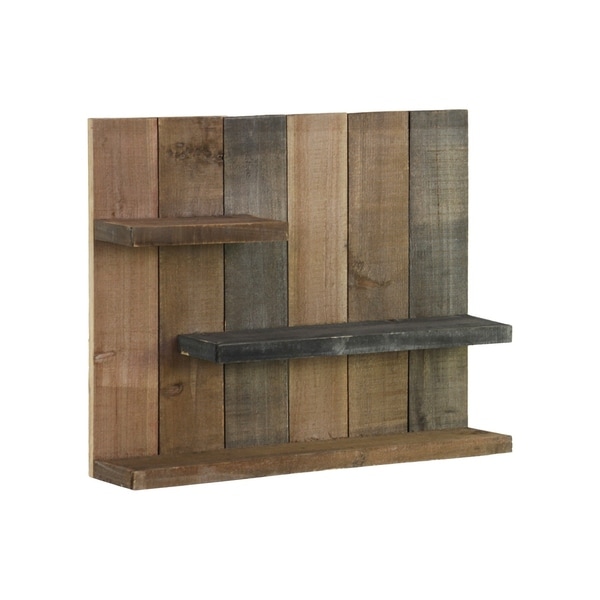 Utc26487 Wood Rectangle Wall Shelf With 3 Tier Shelves Utc26487 Wood Rectangle Wall Shelf With 3 Tier Shelves Reclaimed Finish Multicolor Gray