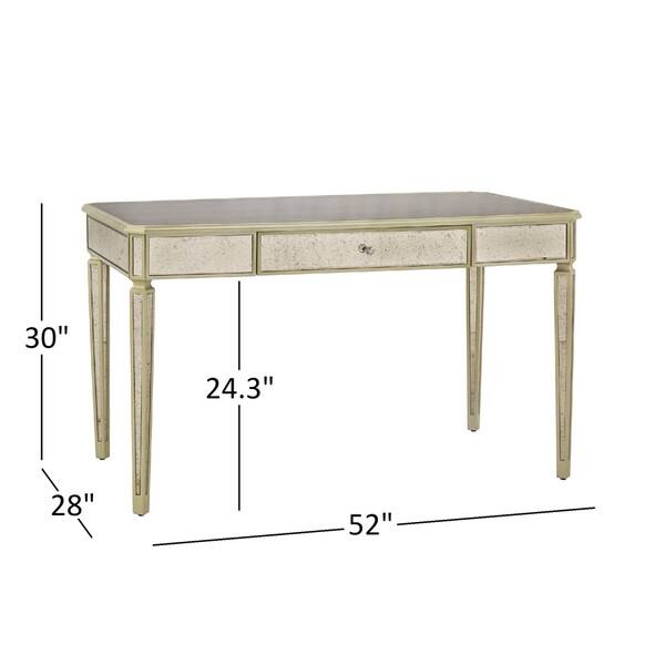 Clara Antique Gold 1 Drawer Mirrored Writing Desk By Inspire Drawer Mirrored Writing Desk