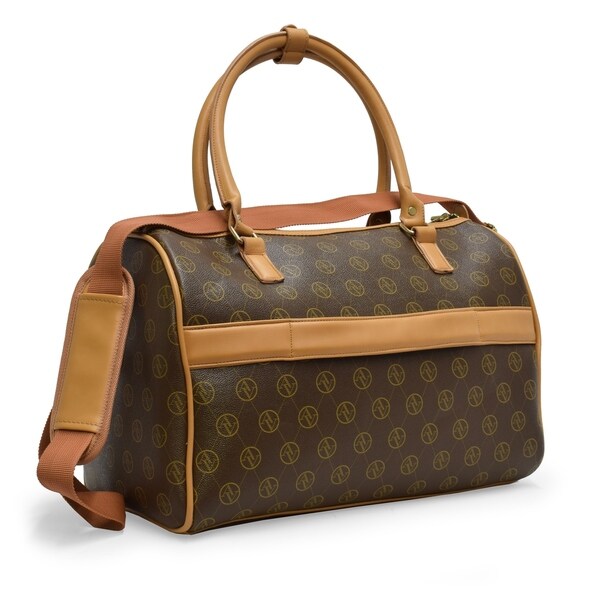 adrienne vittadini embossed signature duffle