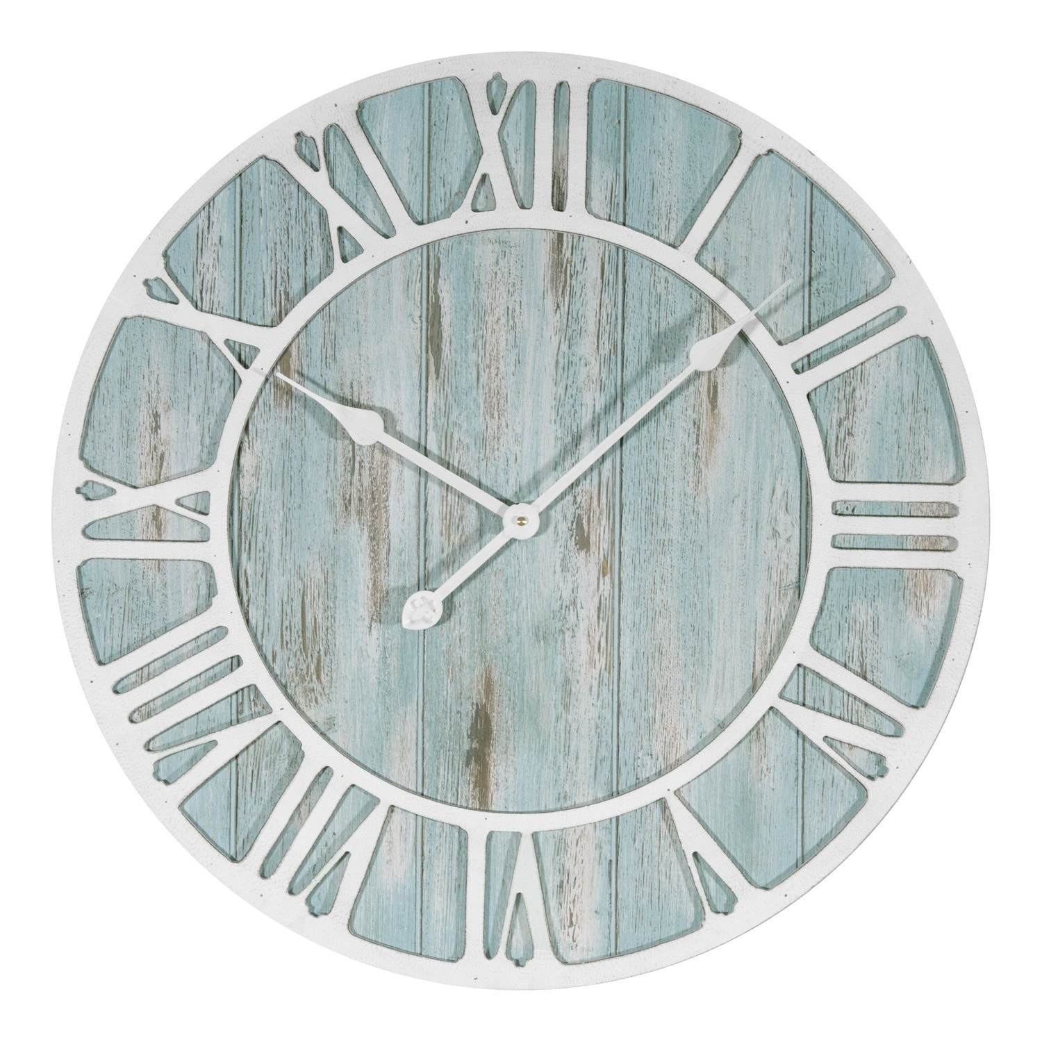 Wall Clock Quartz Blue Round 23 5 Inch Rustic Nautical Beach