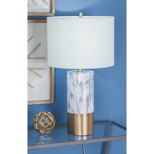 Urban Designs White and Gold Column Ceramic Table Lamp (Set of 2 ... Urban Designs White and Gold Column Ceramic Table Lamp (Set of 2 ...