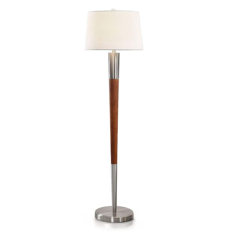 Manhattan Brushed Nickel/Walnut Finish Wood 62.5-inch H Floor Lamp