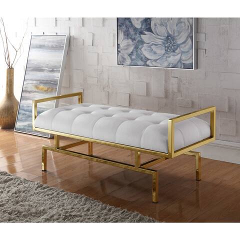 Chic Home Katharine Faux Leather Goldtone Metal Bench