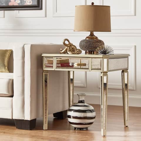 Yellow Vintage Bedroom Furniture Find Great Deals Clara Antique Gold 1 Drawer Mirrored End Table By Inspire Q Bold