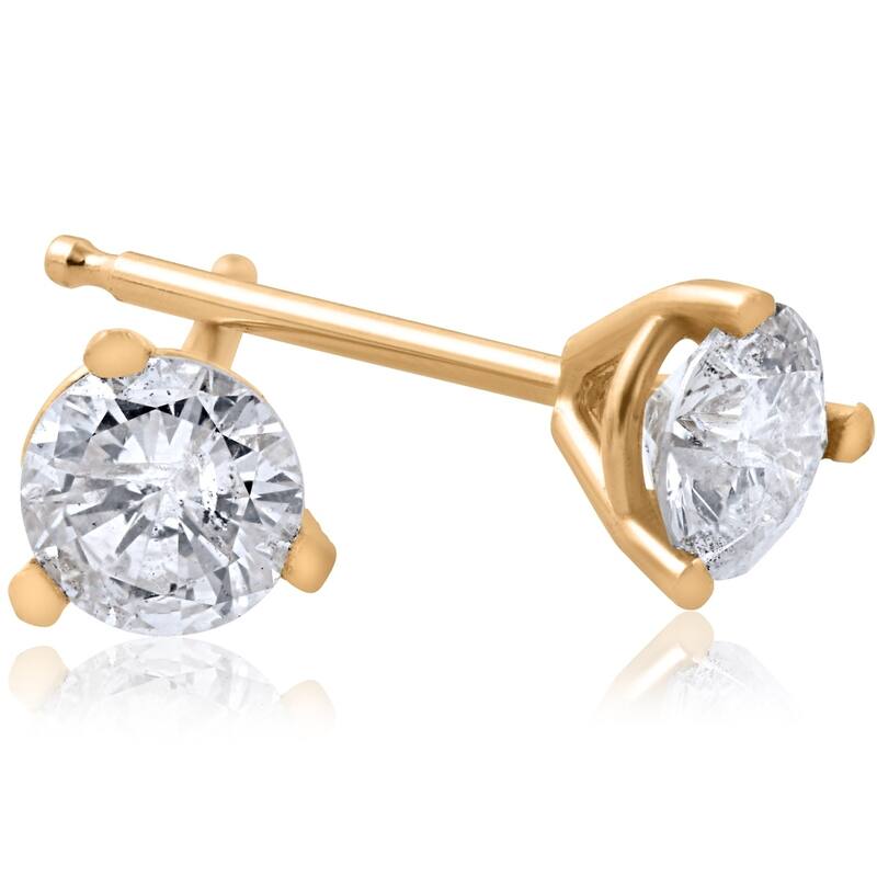 1/5ct Round Genuine Diamond Martini Studs Yellow Gold