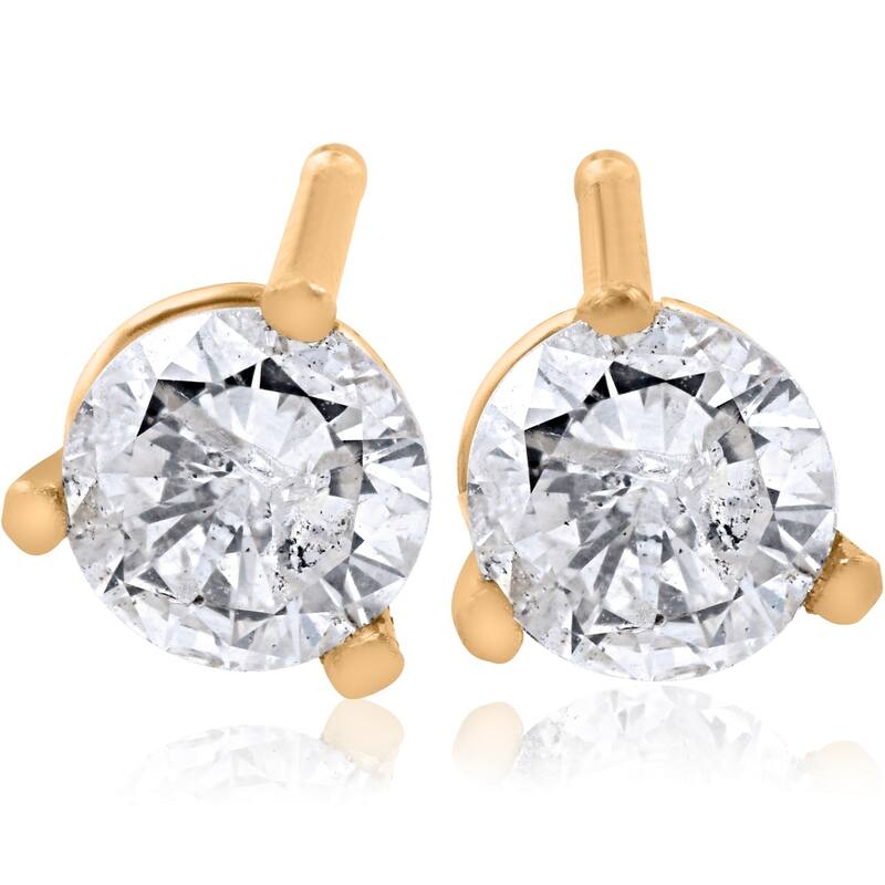 1/5ct Round Genuine Diamond Martini Studs Yellow Gold