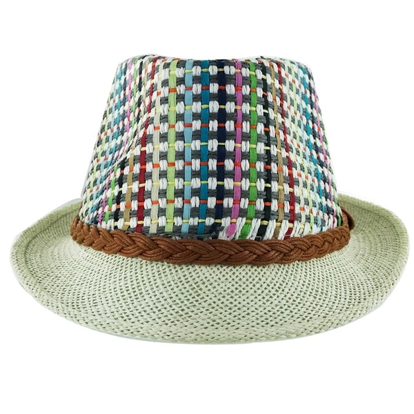 Faddism Unisex Slim Braided Belt Cuban Brim Fedora Hat Model 200