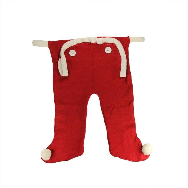 20" Red and White Knit Long Underwear Union Suit Christmas Stocking