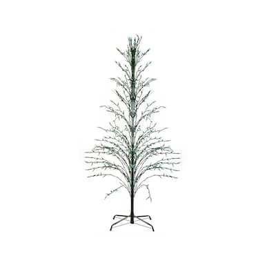 6' Pre-Lit Green Cascade Twig Tree Christmas Outdoor Decor - Green Lights