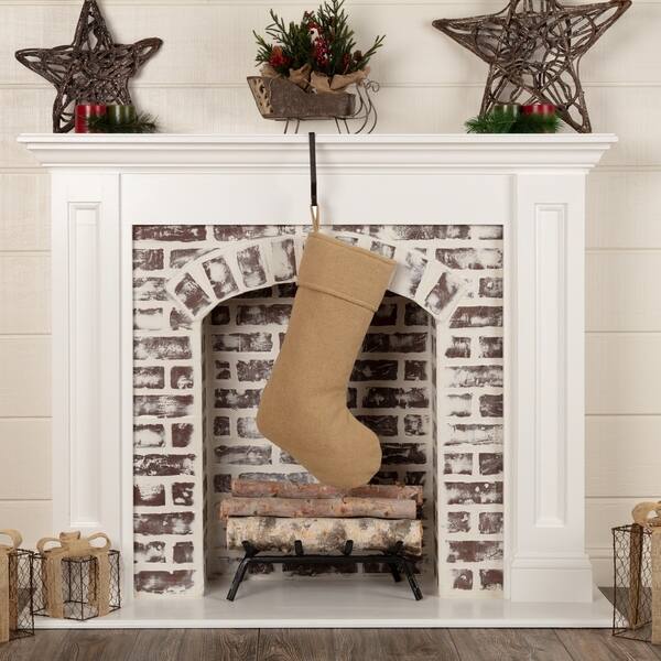 slide 6 of 7, Festive Burlap Stocking Natural - 20x11