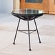 preview thumbnail 9 of 13, Sarcelles Modern Woven Wicker Patio Side Table with Glass Top by Corvus Black