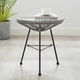 Sarcelles Modern Woven Wicker Patio Side Table with Glass Top by Corvus - Thumbnail 3