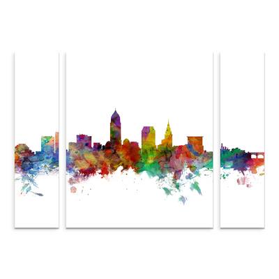 Michael Tompsett 'Cleveland Ohio Skyline' Multi Panel Art Set Large