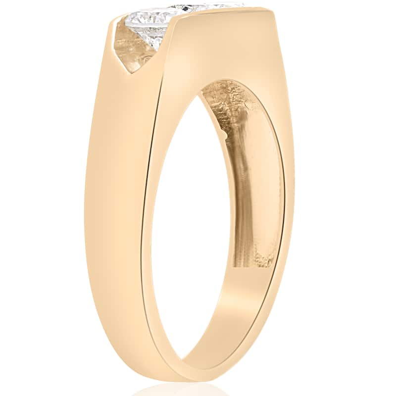 Pompeii3 Men's 10k Yellow Gold 1 1/2ct TDW Three Stone Diamond Ring - White