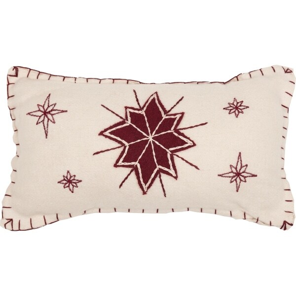 White Farmhouse Holiday Decor VHC North Star 7x13 Pillow Felt Star Appliqued