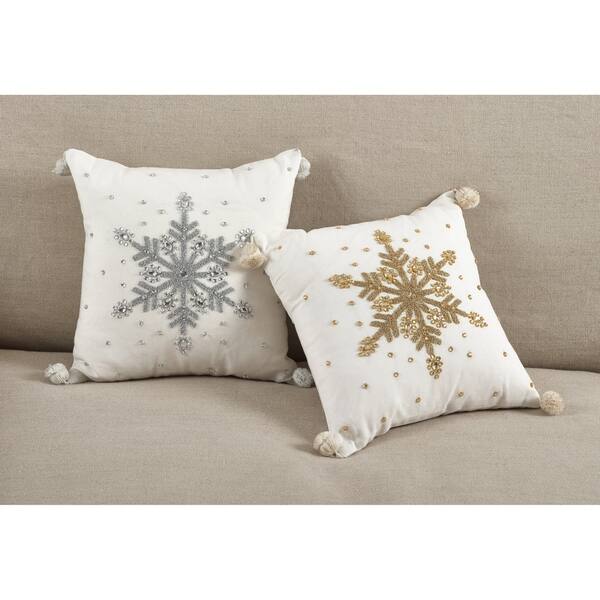Shop Jeweled Snowflake Design Pom Pom Accent Down Filled Throw