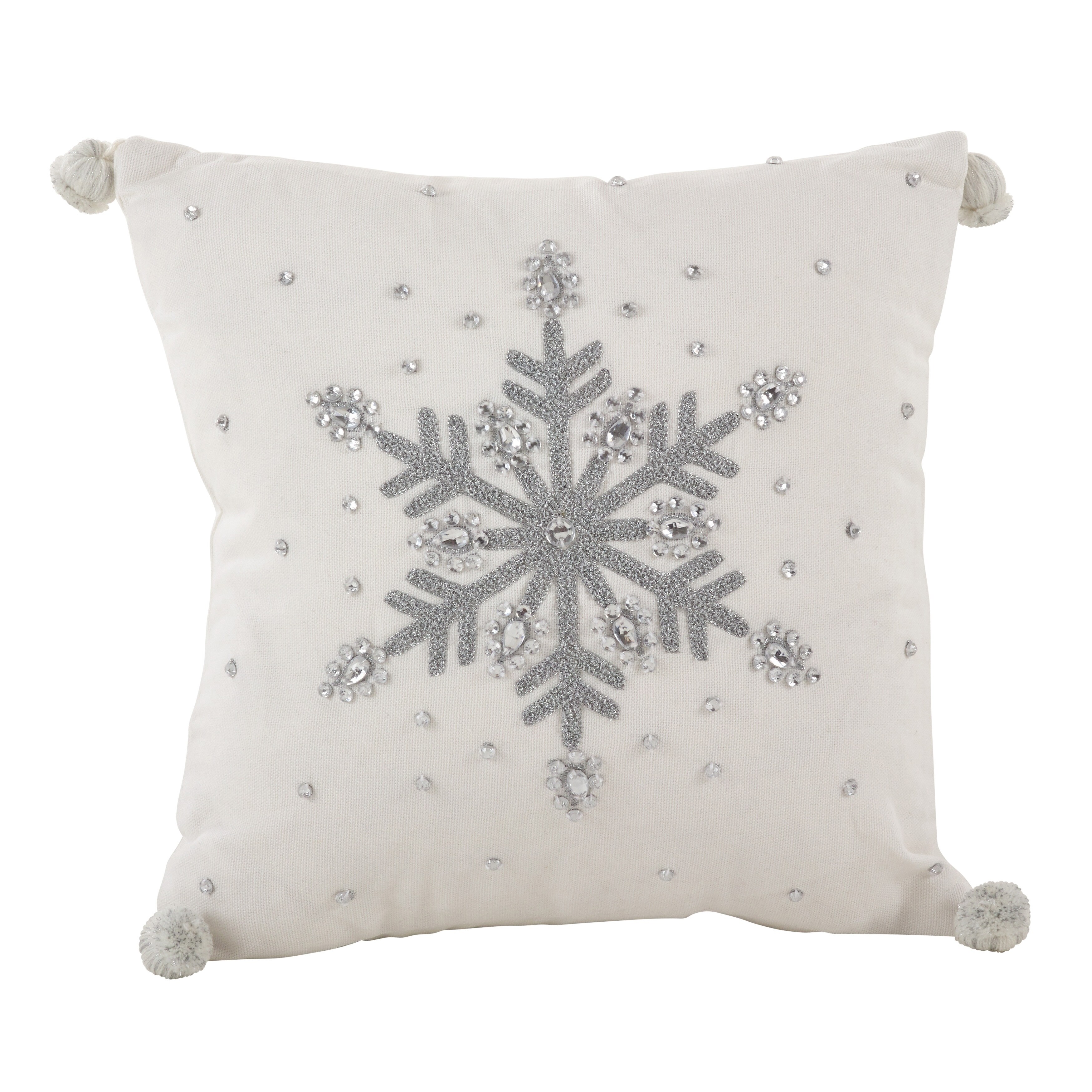 Shop Jeweled Snowflake Design Pom Pom Accent Down Filled Throw