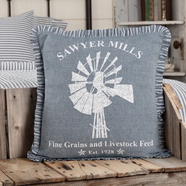 New Farmhouse Shabby Chic Sawyer Mills COW CATTLE FEED SACK PILLOW Accent 18/"