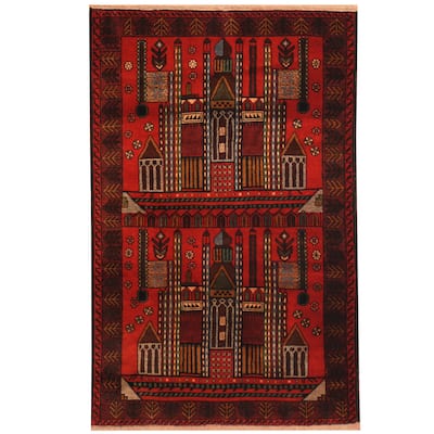 Handmade One-of-a-Kind Balouchi Wool Rug (Afghanistan) - 2'10 x 4'5