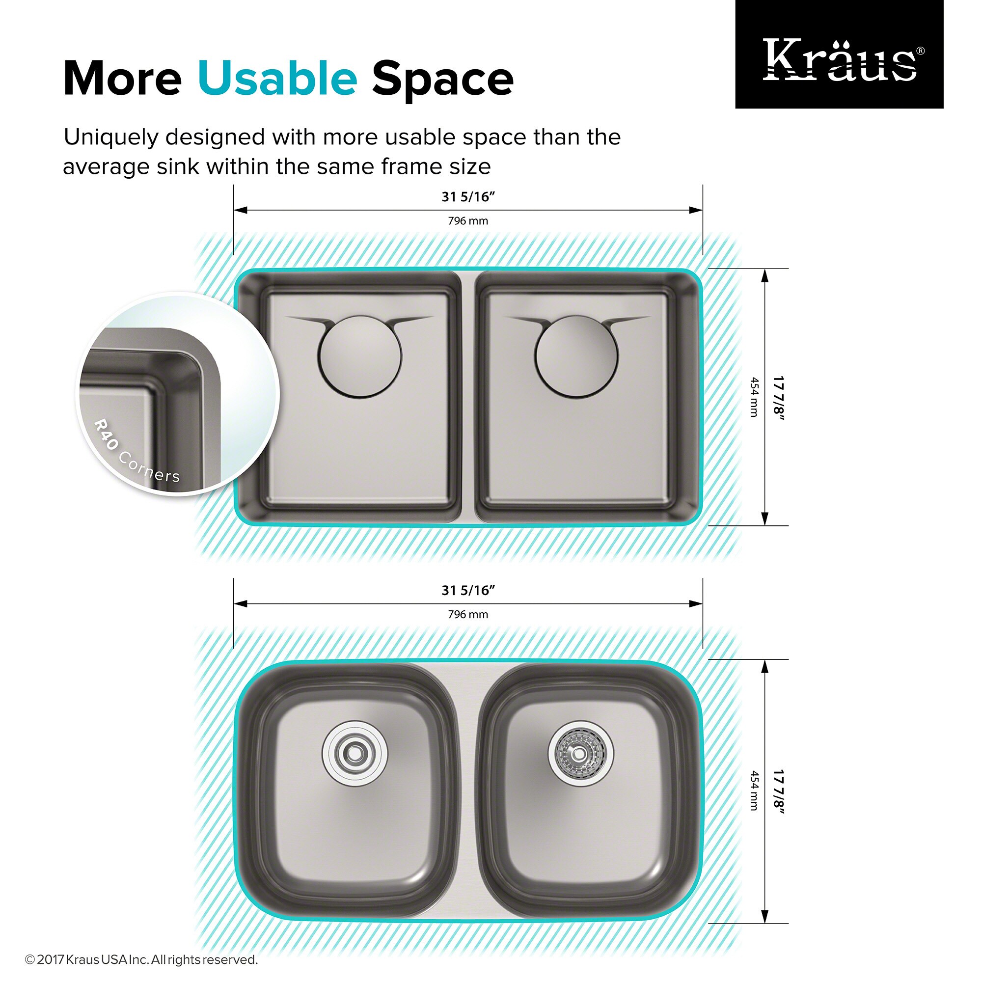 Shop Kraus Kd1ud33b Dex Undermount 33 Inch Stainless Steel Kitchen