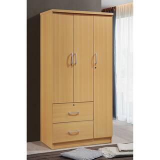 Brown Armoires Wardrobe Closets Online At Our Hodedah 3 Door 36 In Wide Armoire With 2 Drawers Clothing Rod